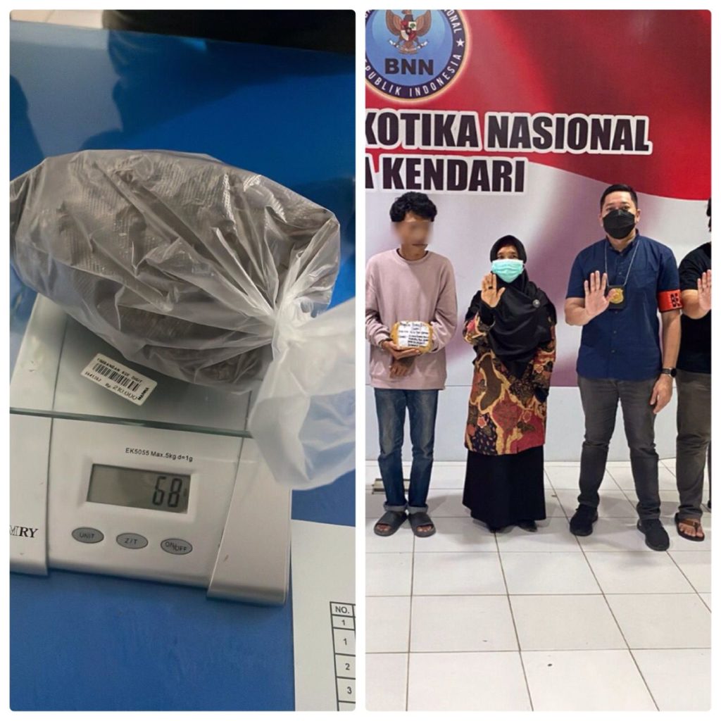 Bea Cukai dan BNNK Kendari Gagalkan Penyelundupan Ganja Kering Seberat 68 Gram dari Medan