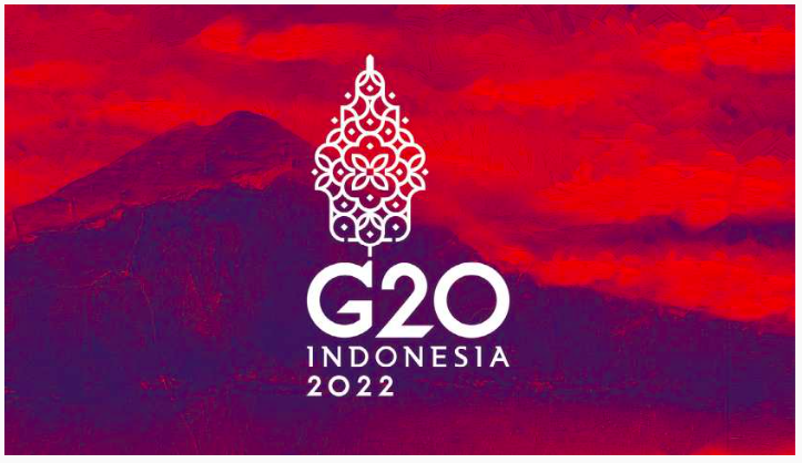logo G20 dalam aplikasi dengan latar belakang