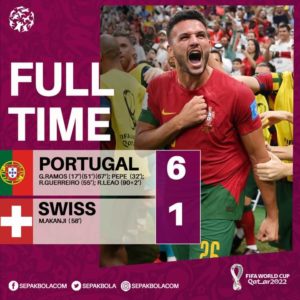 Tanpa Ronaldo, Portugal Bantai Swiss 6-1