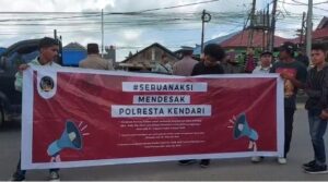 Dinilai Lakukan Pembiaran Hukum Atas Kasus Andi Ady Aksar Polresta Kendari Didemo Ratusan Mahasiswa