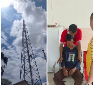 Percobaan Bunuh Diri Seorang Siswa SMA di Kendari dengan Memanjat Tiang Tower Sebuah Provider