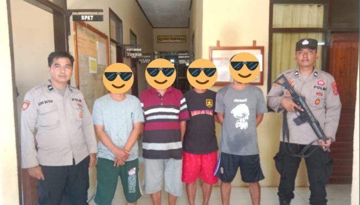 Tertangkap Saat Berjudi Empat Warga Kecamatan Angata Digelandang ke Kantor Polisi