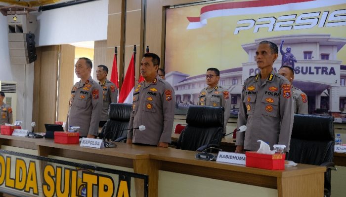 Polda Sultra Ikuti Rakernis Gabungan Empat Divisi Mabes Polri Secara Virtual