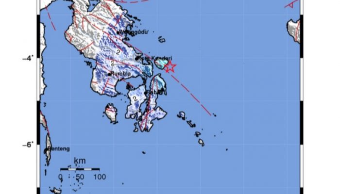 Gempa Bumi Tektonik M.4.8 Guncang Konawe Kepulauan dan Sekitarnya